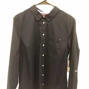 Tommy Hilfiger Women's Navy Button Down Shirt